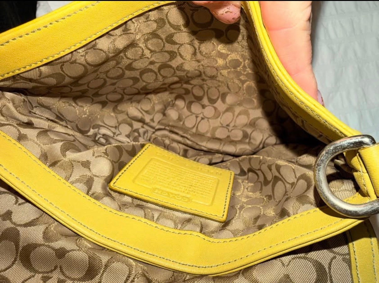 VINTAGE COACH SOHO green/yellow crossbody